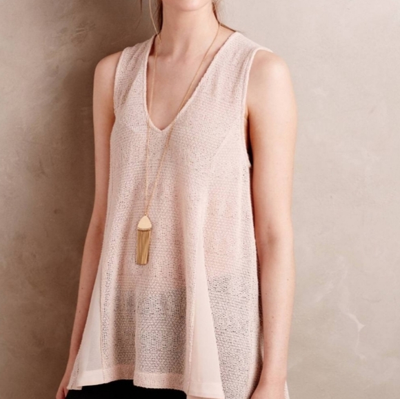 Anthropologie Ro & De Blush Textured Hi Low Tank Tunic Sleeveless Top Medium - Picture 2 of 11